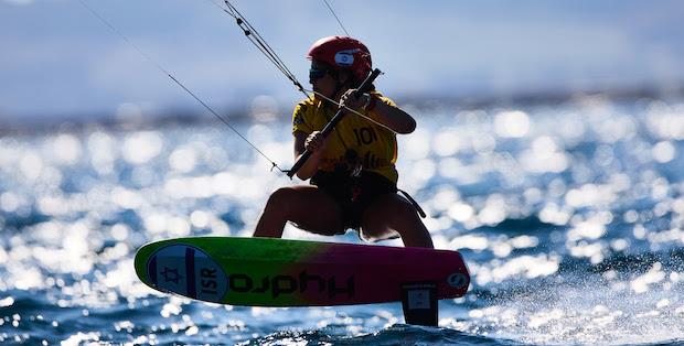 Maya Ashkenazi of Israel in dominant form on Day 3 in Torregrande - IKA Kitefoiling Youth Worlds Torregrande 2022 photo copyright Robert Hajduk / IKA media taken at  and featuring the Kiteboarding class