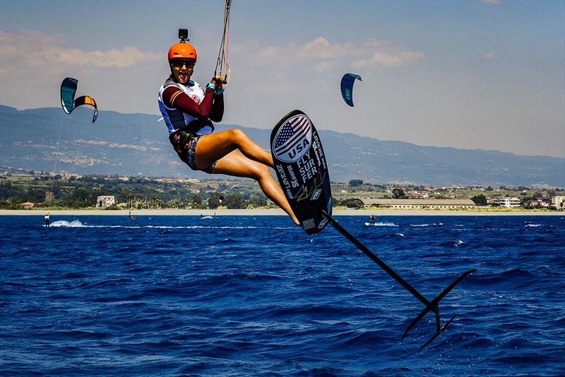 Daniela Moroz is flying on day one - 2022 KiteFoil World Series Gizzeria - photo © Martina Orsini / IKA