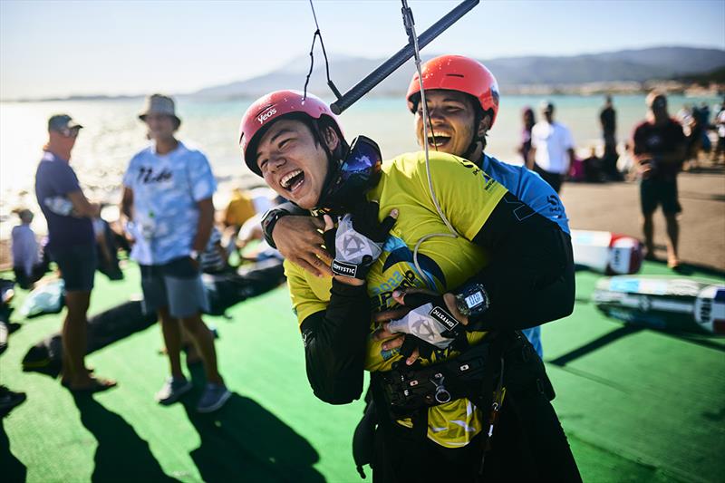 Maeder (left) wins the overall title, Vodisek (right) is top European - 2022 Lepanto Formula Kite European Championships - photo © Robert Hajduk / IKA media