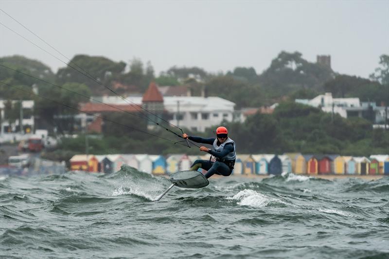 Oscar Timm on the final day of Sail Melbourne 2023 photo copyright Beau Outteridge taken at Royal Brighton Yacht Club and featuring the Kiteboarding class
