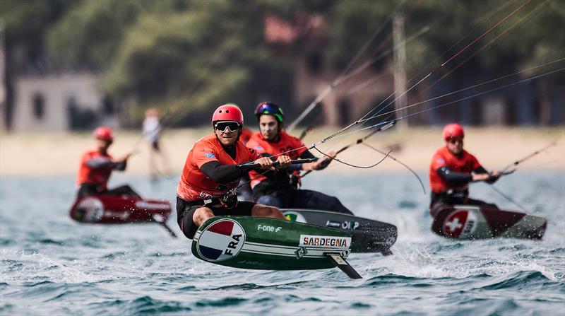 Billy Guy-Maupas leads the Masters - Formula Kite Youth Europeans and Masters Worlds 2023, Day 1 photo copyright IKA media / Robert Hajduk taken at  and featuring the Kiteboarding class