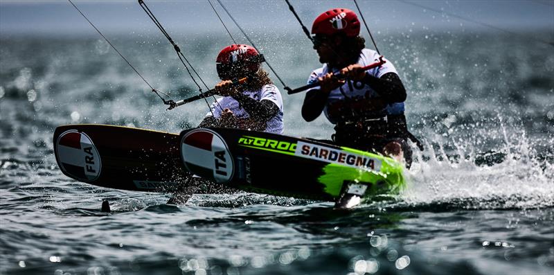 Sensational conditions in Torregrande - Formula Kite Youth Europeans and Masters Worlds 2023, Day 1 photo copyright IKA media / Robert Hajduk taken at  and featuring the Kiteboarding class