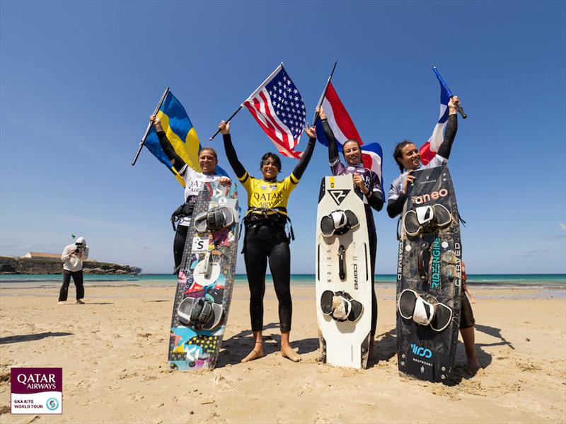 Angely Bouillot, Mikaili Sol, Nathalie Lambrecht, Zara Hoogenrad - 2023 Qatar Airways GKA Big Air Kite World Championships photo copyright Samuel Cardenas taken at  and featuring the Kiteboarding class