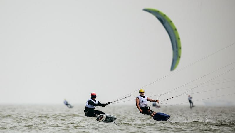 Vodisek (right) grins and eases up as Maeder pushes on to victory in Race 3 - photo © IKA Media / Robert Hajduk