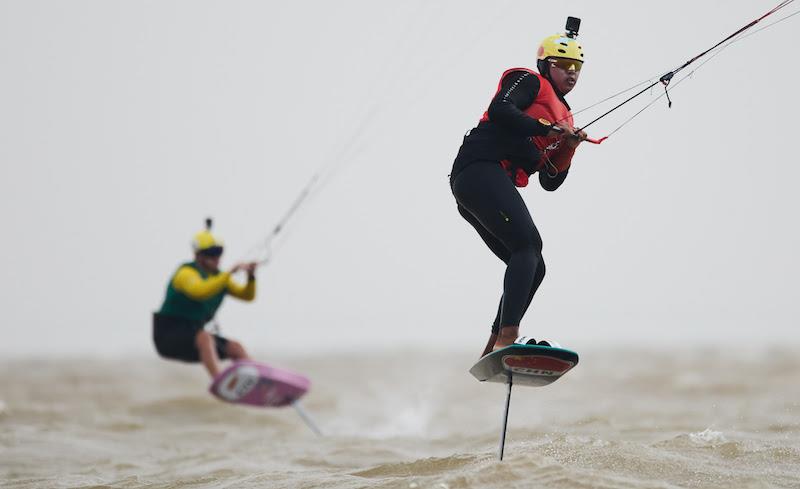 Qibin Huang treading the fine line between control and crash - 2023 KiteFoil World Series Final in Zhuhai, day 2 photo copyright IKA Media / Robert Hajduk taken at  and featuring the Kiteboarding class