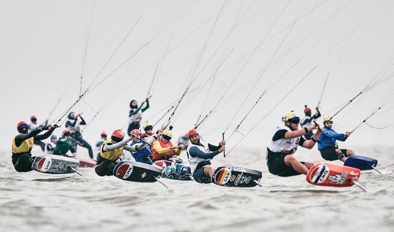 World's best men and women racing off one busy start line - 2023 KiteFoil World Series Final in Zhuhai, Day 3 photo copyright IKA Media / Robert Hajduk taken at  and featuring the Kiteboarding class