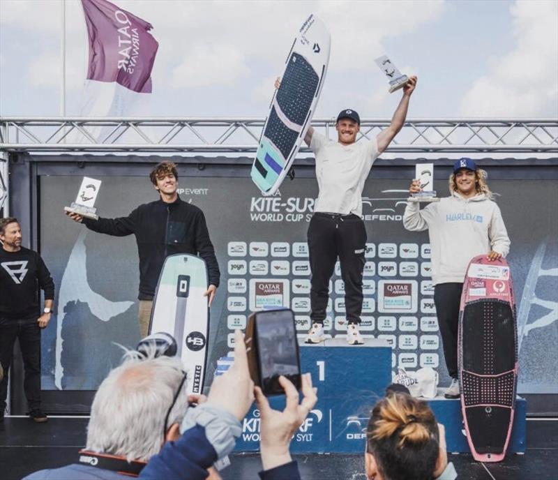 Gabriele Benetton, James Carew and Lorenzo Casati - Defender GKA Kite-Surf World Cup Sylt day 6 photo copyright Lukas K Stiller taken at  and featuring the Kiteboarding class