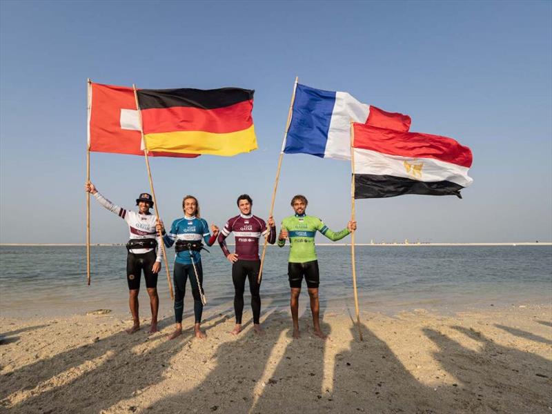 Arthur Guillebert, Finn Flugel, Karim Mahmoud and Maxime Chabloz - Visit Qatar GKA Freestyle Kite World Cup Final Qatar photo copyright Samuel Cardenas taken at  and featuring the Kiteboarding class