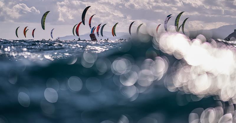 A show of sails and waves in the Gulf of Angels photo copyright IKA Media / Robert Hajduk taken at  and featuring the Kiteboarding class