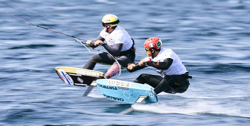 From left, Martin Dolenc and Riccardo Pianosi side by side at the Sardinia Grand Slam 2024  photo copyright IKA Media / Robert Hajduk taken at  and featuring the Kiteboarding class