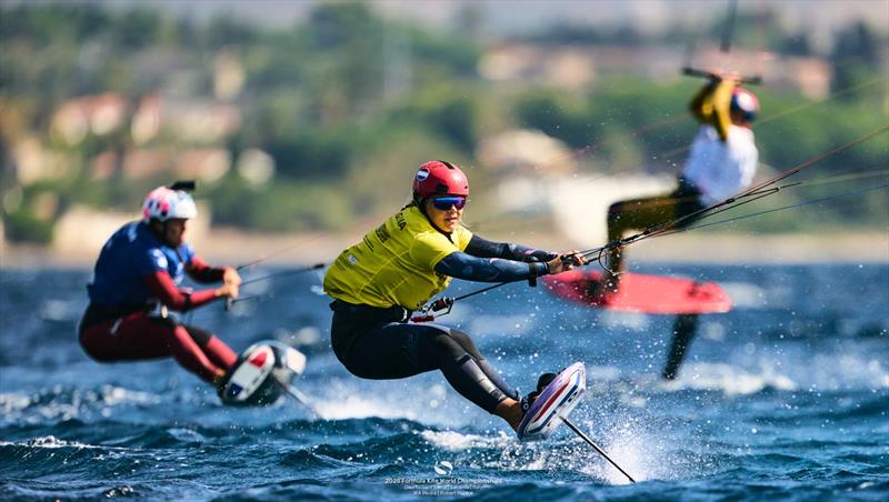 Jessie Kampman has dominated all week, although even she had a tumble - 2025 Formula Kite Worlds Quartu Sant'Elena photo copyright IKA Media / Robert Hajduk taken at  and featuring the Kiteboarding class