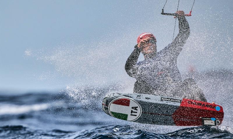 Riccardo Pianosi [ITA] claims the yellow bib - 2025 IKA Youth World Championships day 3 - photo © IKA Media / Robert Hajduk