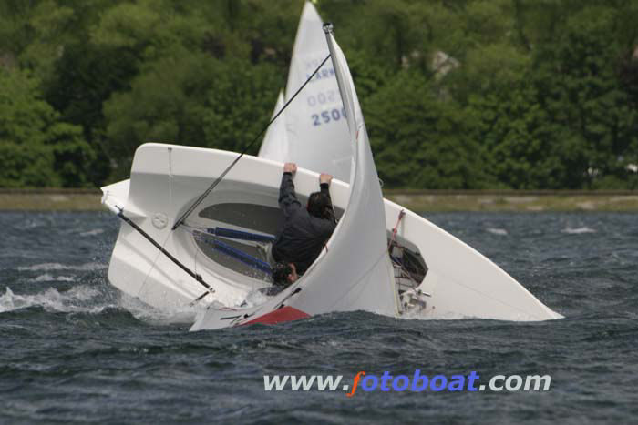 Full on breeze and a few dismastings during the Lark Inlands at Bristol photo copyright Mike Rice / www.fotoboat.com taken at Bristol Corinthian Yacht Club and featuring the Lark class