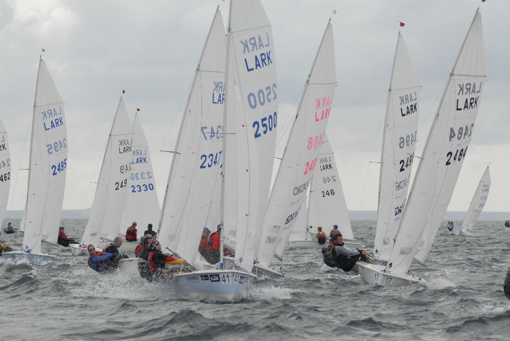 A windy start to the Lark nationals at Penzance photo copyright Lee Whitehead / www.photolounge.co.uk taken at Penzance Sailing Club and featuring the Lark class