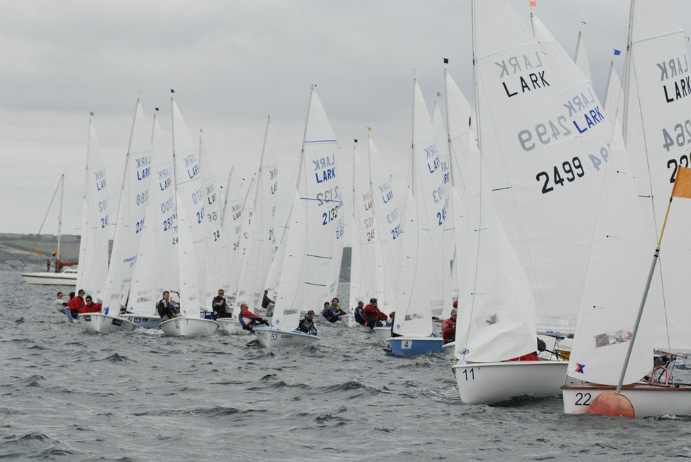 Lighter winds on day two of the Lark nationals at Penzance photo copyright Lee Whitehead / www.photolounge.co.uk taken at Penzance Sailing Club and featuring the Lark class