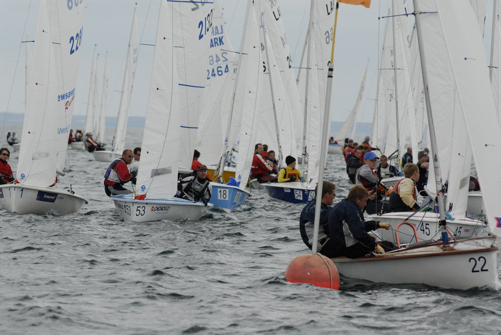 Lighter winds on day two of the Lark nationals at Penzance photo copyright Lee Whitehead / www.photolounge.co.uk taken at Penzance Sailing Club and featuring the Lark class