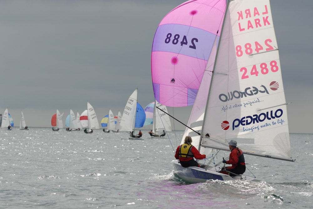 Lighter winds on day two of the Lark nationals at Penzance photo copyright Lee Whitehead / www.photolounge.co.uk taken at Penzance Sailing Club and featuring the Lark class