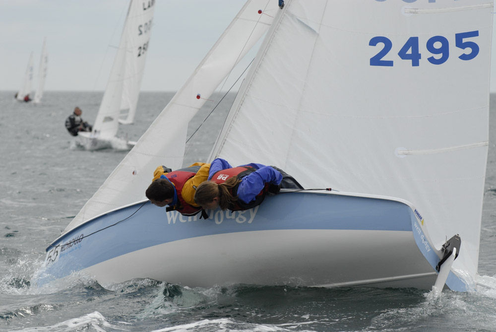 Lighter winds on day two of the Lark nationals at Penzance photo copyright Lee Whitehead / www.photolounge.co.uk taken at Penzance Sailing Club and featuring the Lark class