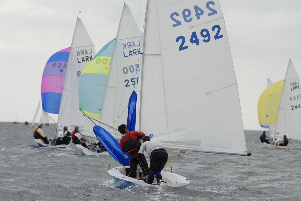 Lighter winds on day two of the Lark nationals at Penzance photo copyright Lee Whitehead / www.photolounge.co.uk taken at Penzance Sailing Club and featuring the Lark class