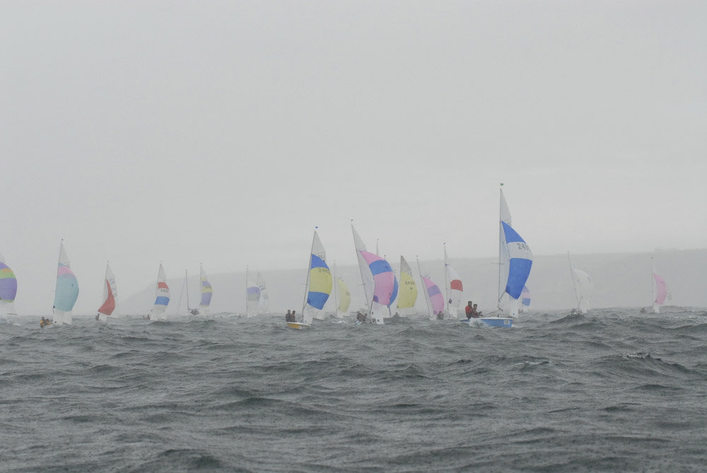 A bit of everything on day four of the Lark nationals at Penzance photo copyright Lee Whitehead / www.photolounge.co.uk taken at Penzance Sailing Club and featuring the Lark class