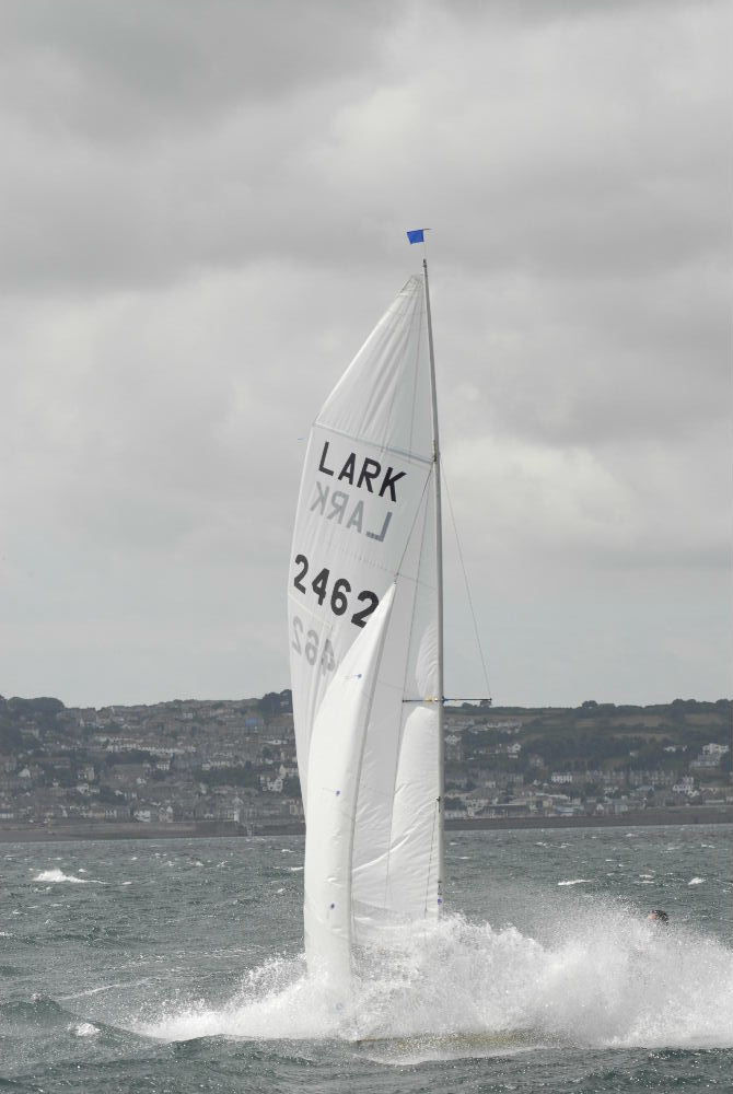 A windy start to the Lark nationals at Penzance photo copyright Lee Whitehead / www.photolounge.co.uk taken at Penzance Sailing Club and featuring the Lark class