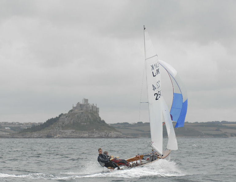 A windy start to the Lark nationals at Penzance photo copyright Lee Whitehead / www.photolounge.co.uk taken at Penzance Sailing Club and featuring the Lark class