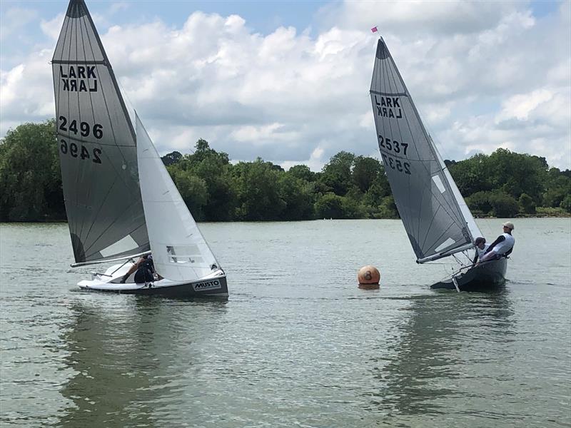 The Firths ahead of Steve Cumley and Eluned Stewart at the Banbury Lark Open photo copyright Dave Bray taken at  and featuring the Lark class