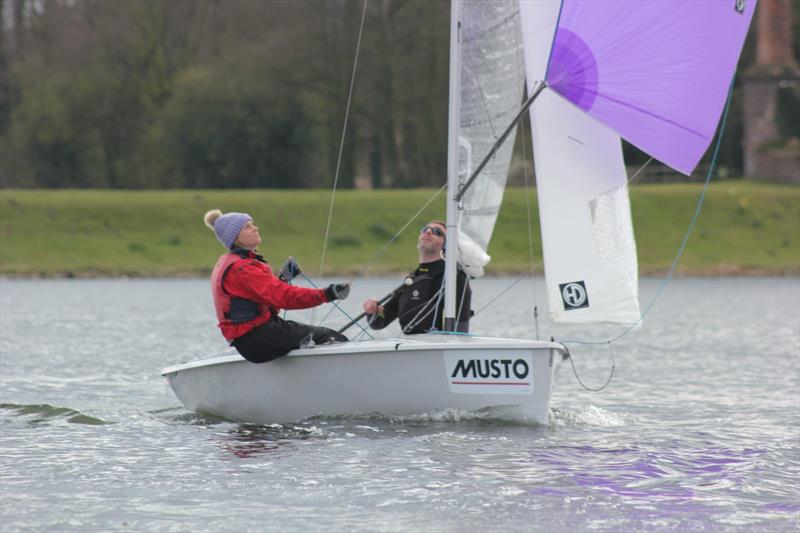 Ed Bradburn and Laura Burch during the South Staffs Lark Open photo copyright Martin Warburton taken at South Staffordshire Sailing Club and featuring the Lark class