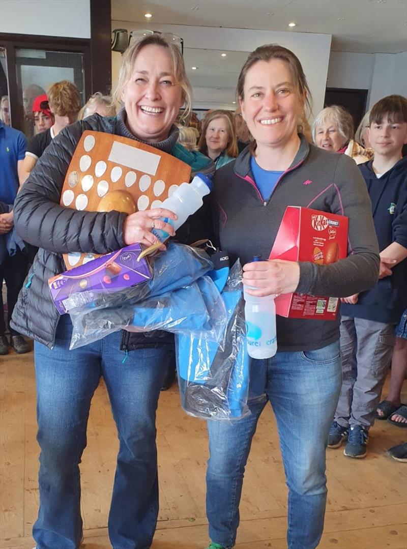 Emma Harris & Fran Gifford win in the Larks at the Waldringfield Easter Egg photo copyright Nigel Hufton taken at Waldringfield Sailing Club and featuring the Lark class