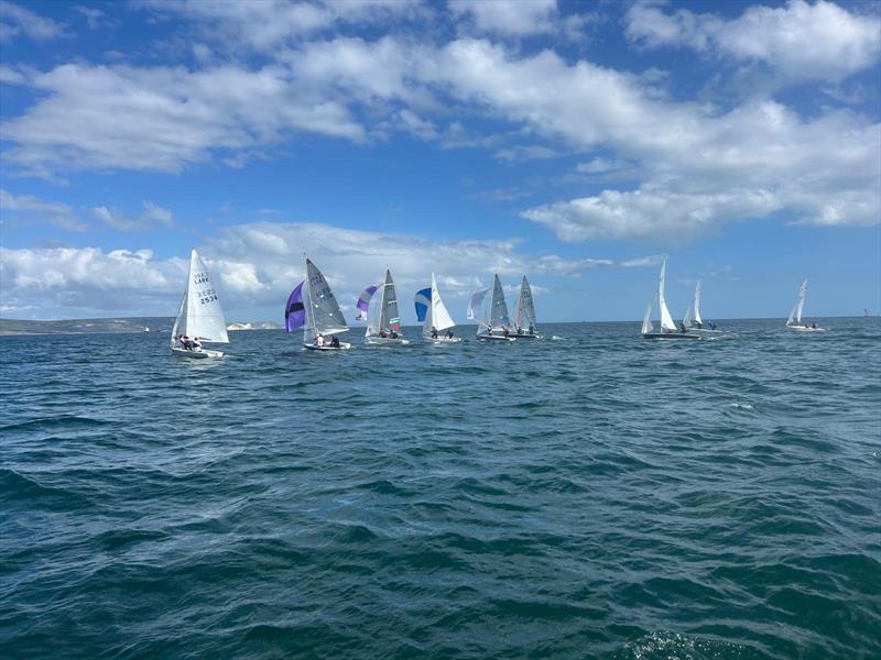Training action during the Craftinsure Lark Youth Championship at Weymouth photo copyright Sam Brearey & Tye Shuttleworth taken at Weymouth Sailing Club and featuring the Lark class