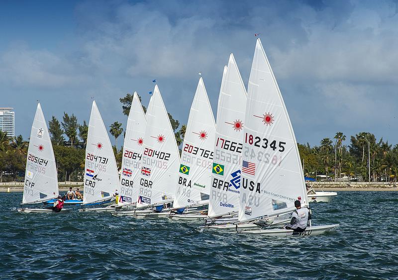 Laser class Medal Race start at ISAF Sailing World Cup Miami photo copyright US Sailing taken at Coconut Grove Sailing Club and featuring the ILCA 7 class