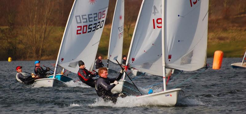 Lasers on their way to spacer mark on day 9 of the Alton Water Frostbite Series photo copyright Bob 'Smudger' Aldous-Horne taken at Alton Water Sports Centre and featuring the ILCA 7 class