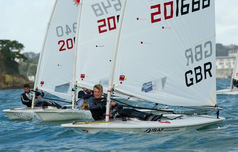 (r to l) Freddie Chiddicks (Surrey), Martin Evans (Exeter) & Lorenzo Chiavarini (Plymouth, seasonaly dressed!) during the University Fleet Racing Championships photo copyright Sean Clarkson taken at Mount Batten Centre for Watersports and featuring the ILCA 7 class