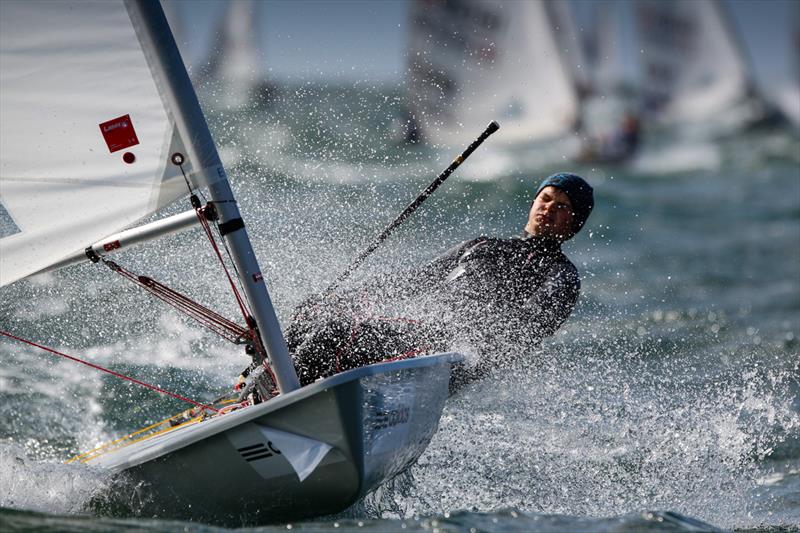 Sam Whaley on day 3 of the RYA Youth National Championships photo copyright Paul Wyeth / RYA taken at Plas Heli Welsh National Sailing Academy and featuring the ILCA 7 class