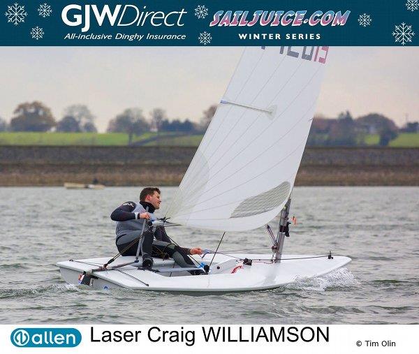 Craig Williamson wins the GJW Direct Sailjuice Winter Series Draycote Dash photo copyright Tim Olin / www.olinphoto.co.uk taken at Draycote Water Sailing Club and featuring the ILCA 7 class