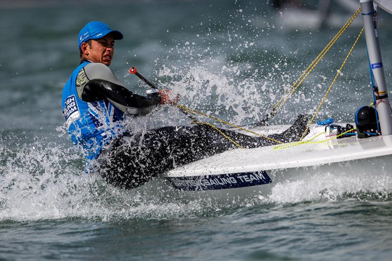 Daniel Whiteley on day 2 of the RYA Youth Nationals photo copyright Paul Wyeth / RYA taken at Hayling Island Sailing Club and featuring the ILCA 7 class
