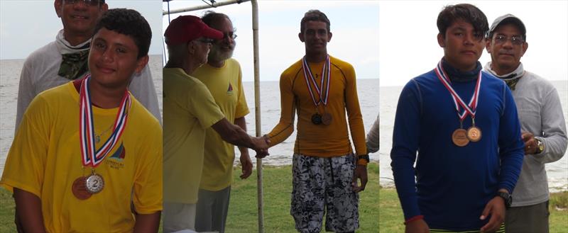 Corozal Bay Regatta Laser Winners (l-r) Joaquin Alcoser (CBSC); Trent Hardwick;Wilson Rivera photo copyright BzSA / Sharon Hardwick taken at Corozal Bay Sailing Club and featuring the ILCA 7 class