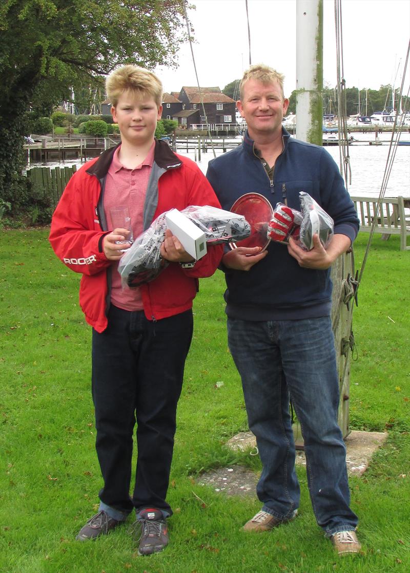 Main Fleet winner Luke South (right) and his son Charlie (left) who was 2nd in the Radial Fleet at the Chichester Laser Open photo copyright Miggy South taken at Chichester Yacht Club and featuring the ILCA 7 class