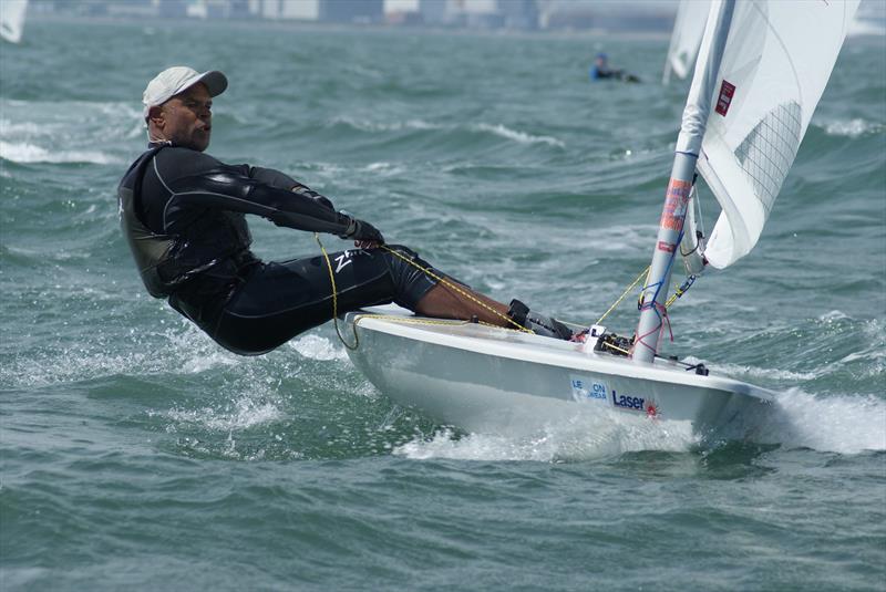 Mike Matan during the Lennon Irish Laser Masters photo copyright Heather King taken at Royal St George Yacht Club and featuring the ILCA 7 class