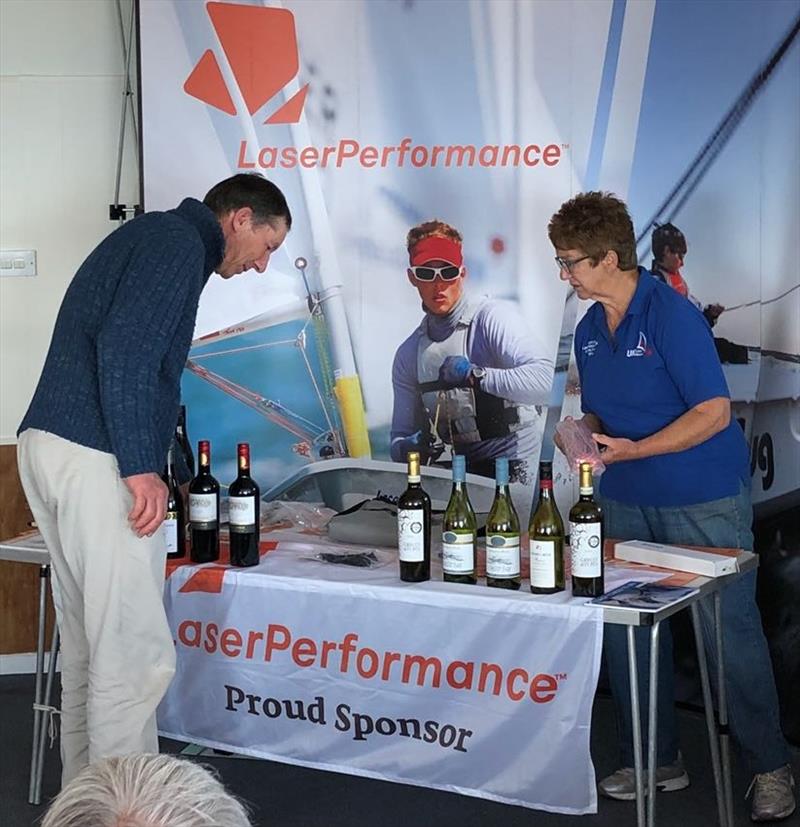 Peter Sherwin (2nd standard great grand master) and Hilary Thomas select their prizes during the Laser Performance Masters Qualifier at Stokes Bay - photo © Simon Ogden