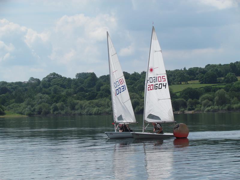 Martin and John round the windward mark during the Ogston Laser Grand Prix photo copyright Dave Basford taken at Ogston Sailing Club and featuring the ILCA 7 class