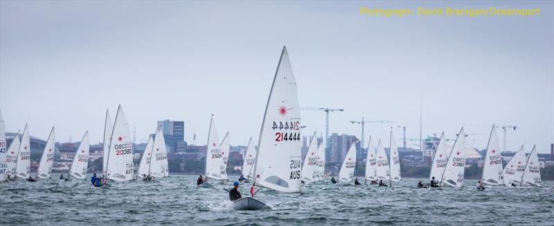 Day 2 of the DLR Laser Masters World Championships in Dublin Bay photo copyright David Branigan / www.oceansport.ie taken at Dun Laoghaire Motor Yacht Club and featuring the ILCA 7 class