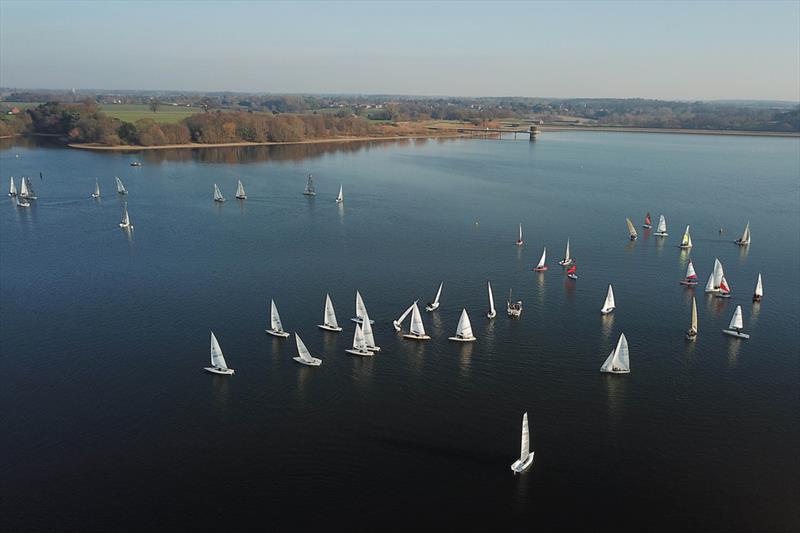 Laser start from above during Alton Water Fox's Chandlery Frostbite Series week 3 photo copyright Tim Bees taken at Alton Water Sports Centre and featuring the ILCA 7 class