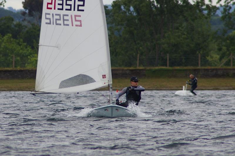 Dan Thompson wins the IBRSC Laser Open leaving the opposition swimming photo copyright Jim Champ taken at Island Barn Reservoir Sailing Club and featuring the ILCA 7 class