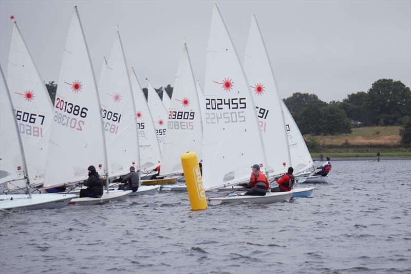 The startline during the Laser Midland Grand Prix Series Finale at Bartley photo copyright Chris Oates taken at Bartley Sailing Club and featuring the ILCA 7 class