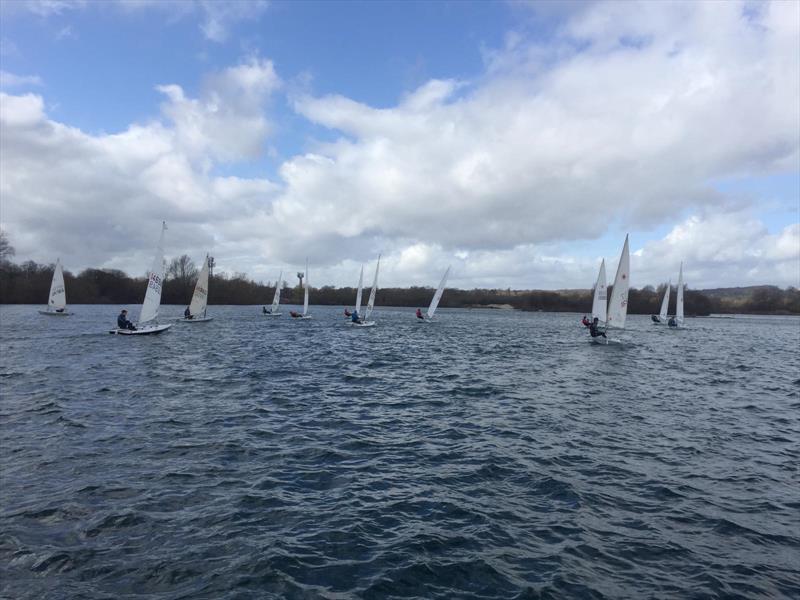 First beat during the Sunday Laser racing at Maidenhead photo copyright James Gladwym taken at Maidenhead Sailing Club and featuring the ILCA 7 class