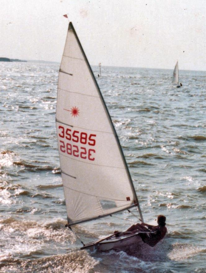 Guy Noble in Laser 35585 sailing in 1979 - photo © UKLA Archive