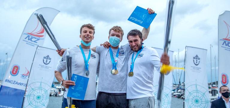 An all-British podium at the 2020 Laser Senior Europeans in Gdansk, Poland photo copyright Thom Touw / www.thomtouw.com taken at  and featuring the ILCA 7 class