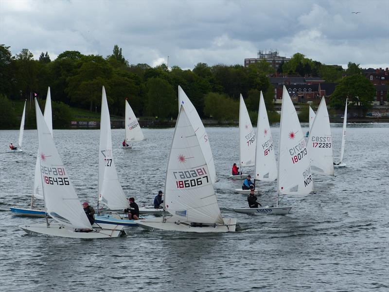 Midland SC Laser Open: Busy mark rounding - photo © John Couperthwaite