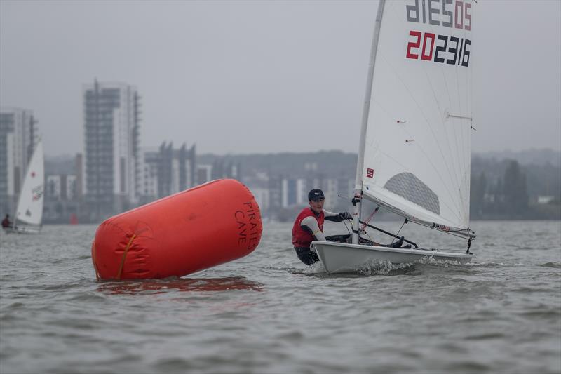 Harry Newton lines up a tight rounding during the KSSA Mid-Summer Regatta at Medway photo copyright Jon Bentman taken at Medway Yacht Club and featuring the ILCA 7 class